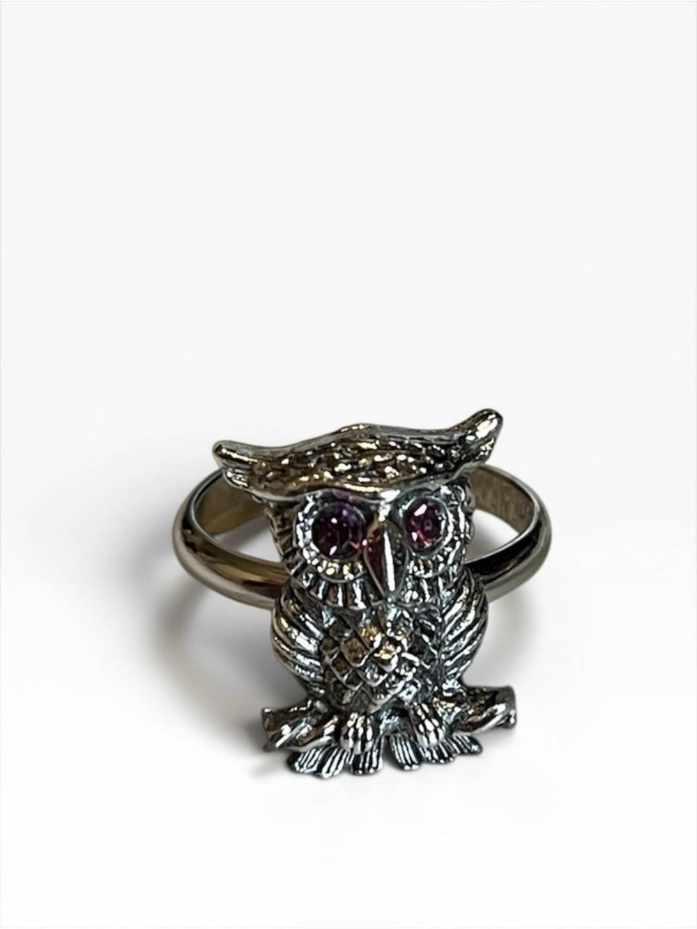 Vintage Sarah Coventry Purple Crystal Owl Ring